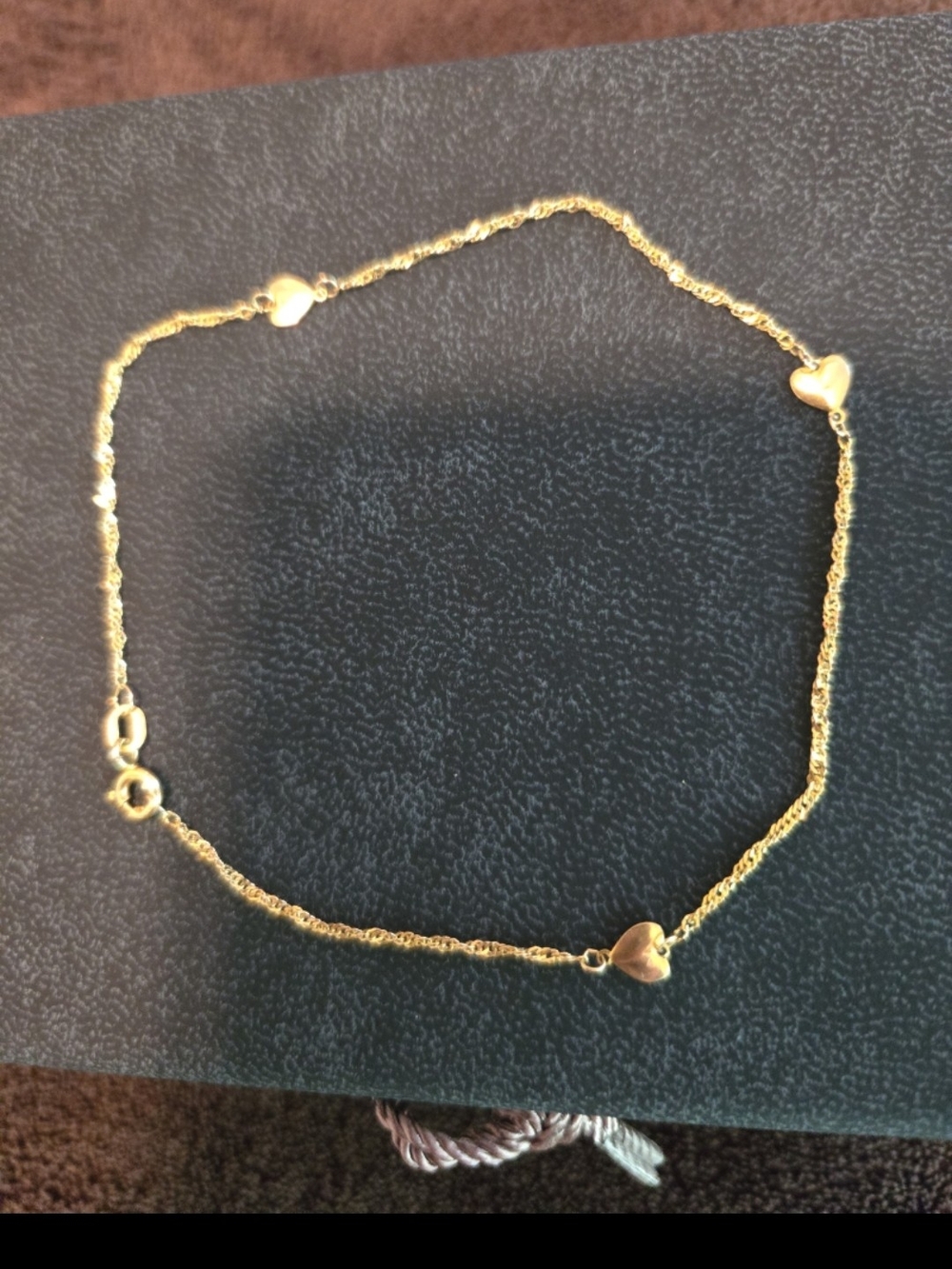14KSolid  Gold Heart Link Anklet - Women's Jewelry